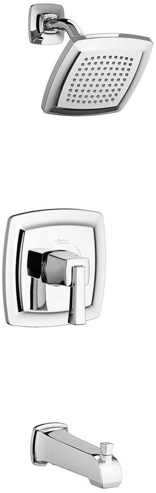 American Standard Townsend® Polished Chrome Tub and Shower Trim Kit with Rain Showerhead, Double Ceramic Pressure Balance Cartridge with Lever Handle-0