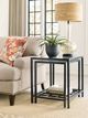Hammary® Mackintosh 2-Piece Brown/Glass Top Nesting End Table Set with Black Base-1