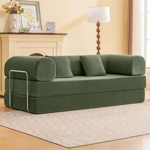 Furniture of America® Perri Olive Green 79" Compressed Sofa-1