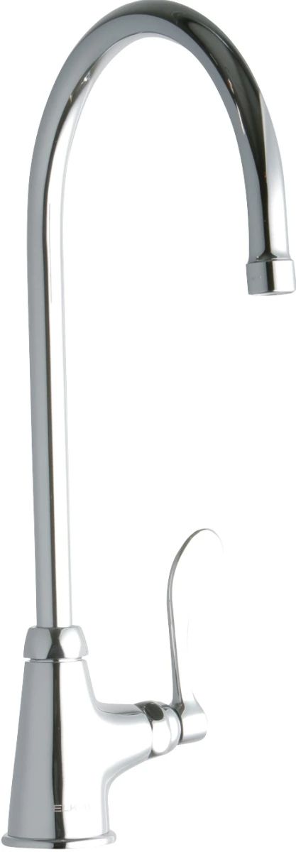 Elkay Chrome Single Hole Single Control Faucet with 8" Gooseneck Spout and 4" Wristblade Handle-0