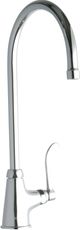 Elkay Chrome Single Hole Single Control Faucet with 8" Gooseneck Spout and 4" Wristblade Handle-0