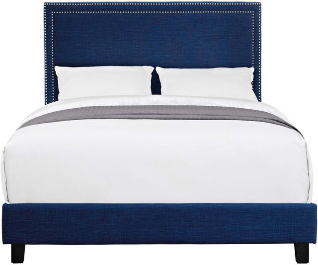 Elements International Erica Blue Upholstered Queen Platform Bed-3