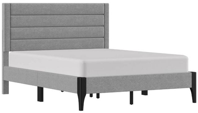 HH2 Home Maryhill Light Gray Queen Upholstered Panel Bed
