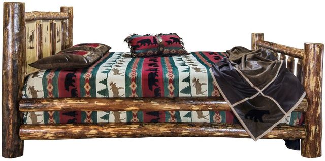 Montana Woodworks® Glacier Country Stain & Clear Lacquer Full Bed with Laser Engraved Elk Design-2
