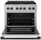ZLINE Marino 36" Satin Stainless Steel Pro Style Gas Range with White Matte Door and Matte Black Accents-1