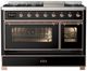 Ilve® Majestic III 48" Glossy Black Pro Style Dual Fuel Natural Gas Range with Triple Glass Door and Copper Trim-1