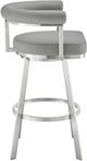 Armen Living Magnolia Brushed Stainless Steel/Light Gray Swivel Counter Stool-4