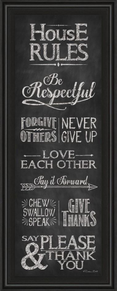 Classy Art House Rules by Susan Ball Framed Print Wall Art-1