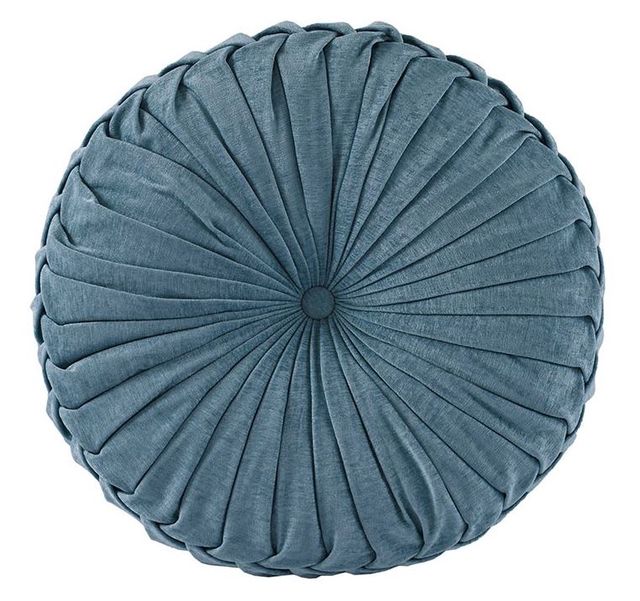 Olliix by Intelligent Design Loretta Aqua 22" Diameter x 6" Poly Chenille Round Floor Pillow Cushion-0