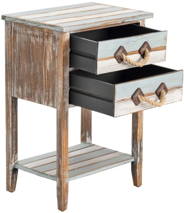 Crestview Collection Nantucket Blue Rectangular Accent Table with Brown Frame-3