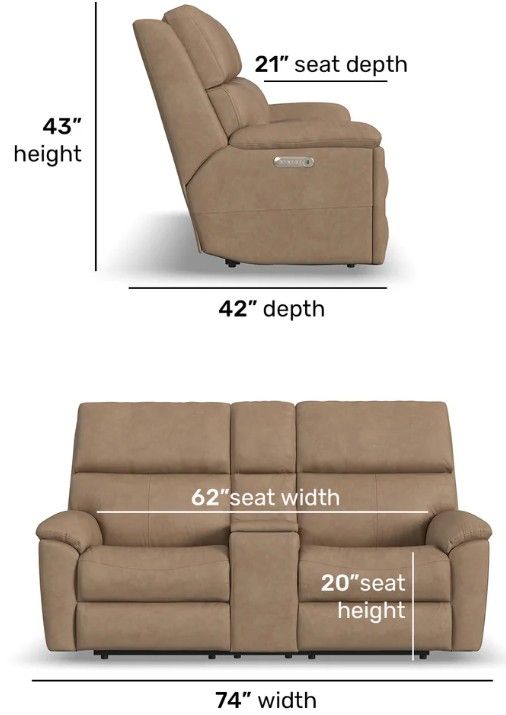 Flexsteel® Customizable Porter Leather Power Reclining Loveseat with Console, Power Headrest and Lumbar-2