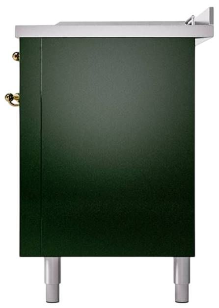 Ilve® Nostalgie II Noblesse 60'' Emerald Green Pro Style Dual Fuel Range with Brass Trim-3
