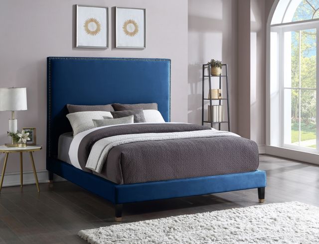 Meridian Furniture Harlie Navy Velvet Queen Bed-3