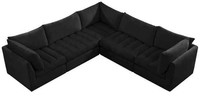 Meridian Furniture Jacob 5-Piece Black Velvet Modular Sectional Set-2