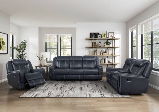 Homelegance® Littleton Blue Double Power Reclining Sofa-1