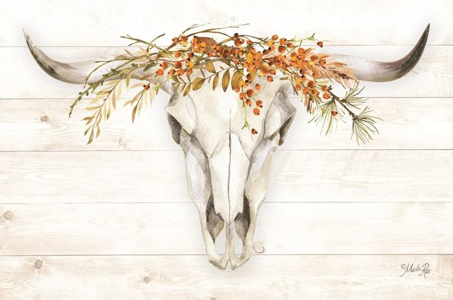 Classy Art Fall Steer Skull by Marla Rae Wall Art-0