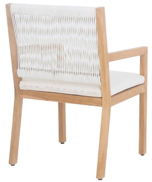 Moe's Home Collection Luce Natural Teak Outdoor Dining Chair with White Cushions-3