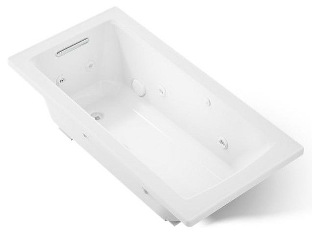 KOHLER® Archer® Biscuit 60" x 30" Drop-In Whirlpool Bath with Bask® Heated Surface-0