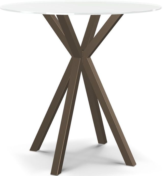 Amisco Customizable Asterisk White Glass Round Bar Table with Starburst Stand-0
