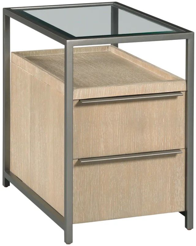 Hammary® Jive Glass Top Charging Chairside Table with Metal Base-0