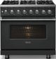 Viking® 5 Series 36" Antique Bronze Pro Style Dual Fuel (LP) Range with Polished Chrome Trim-2