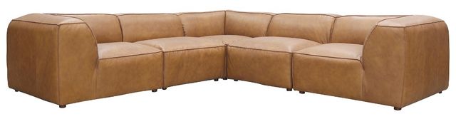 Moe's Home Collection Form Dream 5-Piece Sonoran Tan L-Shaped Modular Leather Sectional and Ottoman-0