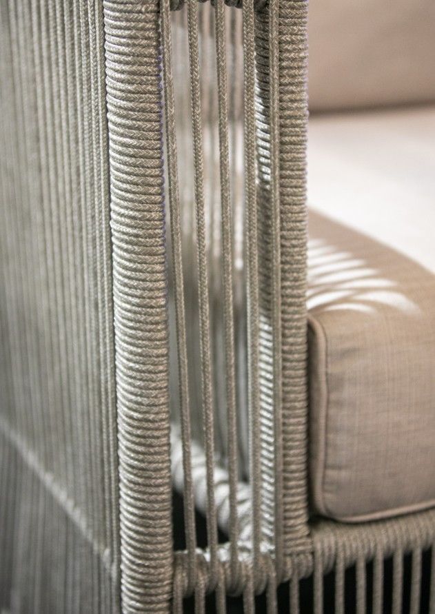 Sunset West Miami Silver Gray Aluminum/Olefin Rope Outdoor Sofa with Echo Ash Cushion-2