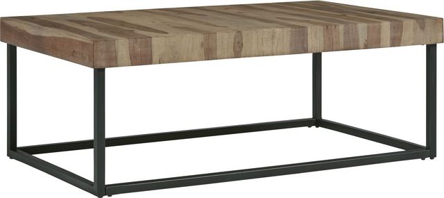 Signature Design by Ashley® Bellwick Natural Coffee Table with Black Metal Base-0