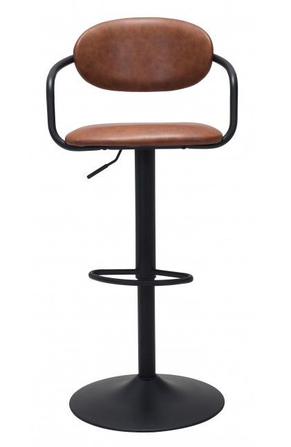 Zuo® Modern Kirby Black/Vintage Brown Bar Chair-1