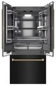 ZLINE Autograph Edition 36"  19.6 Cu. Ft. Black Stainless Steel French Door Built-In Bottom Freezer Refrigerator with Water Dispenser and Ice Maker in Graphite Gray Interior and Champagne Bronze Helix Handles-2