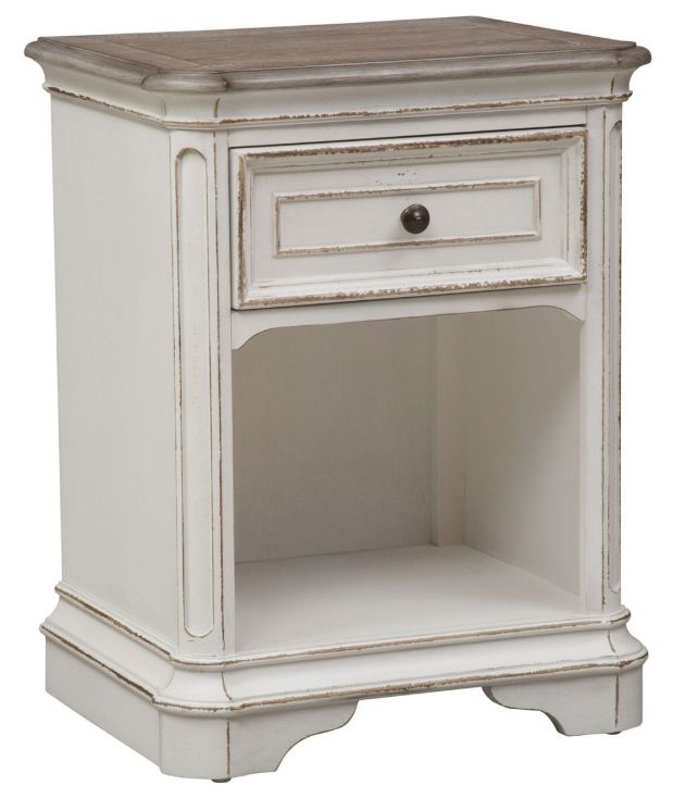 Liberty Furniture Magnolia Manor Antique White/Weathered Bark Nightstand-0