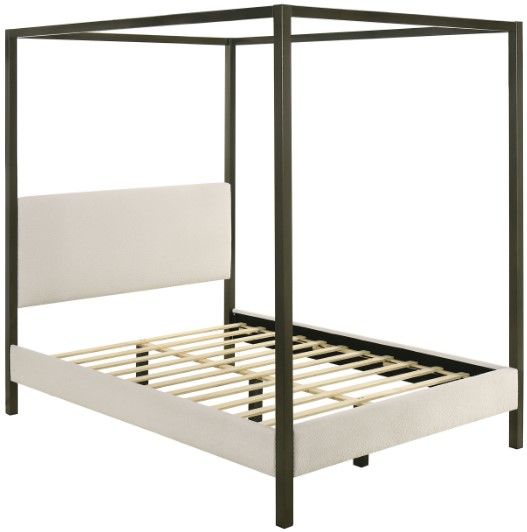 Coaster® Monroe Bronze/Vanilla King Upholstered Canopy Bed-1