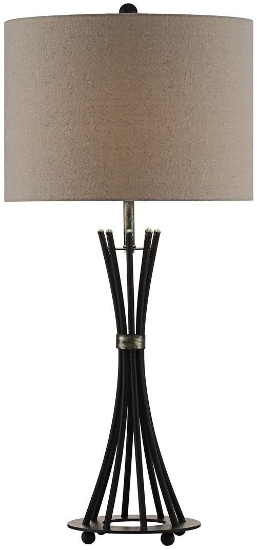 Crestview Collection Quinn Banded Rods Black Table Lamp-0