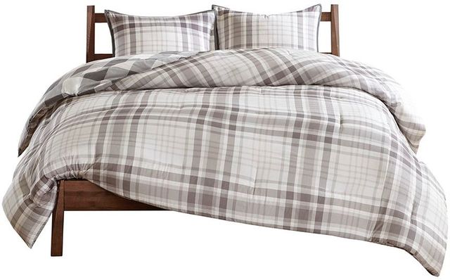 Olliix by Madison Park 3 Piece Grey King/California King Sheffield Cotton Printed Reversible Duvet Cover Set-0