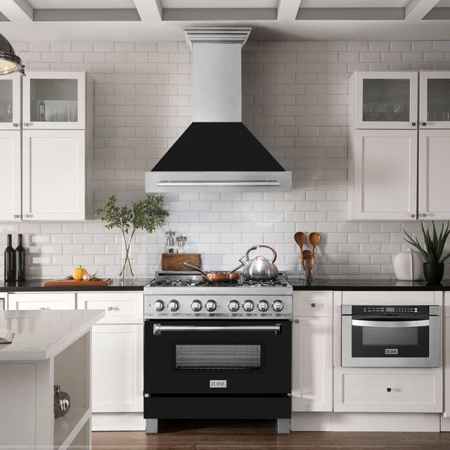 ZLINE 36" Fingerprint Resistant Stainless Steel Range Hood with Black Matte Shell-1