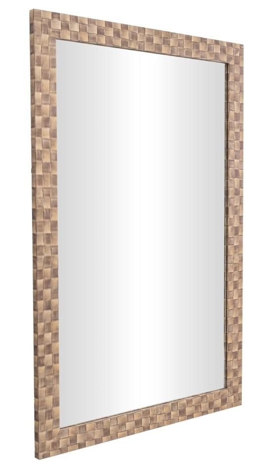 Deco Marche Brown Rectangular Wall Mirror with Checkered Frame -2
