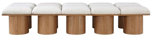 Meridian Furniture Pavilion 10-Piece Cream/Walnut 90" Modular Bench Set-1