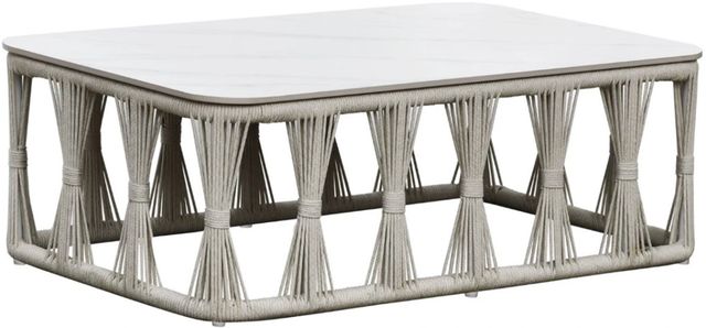 Intercon Alexa White Aluminum/Stone Outdoor Coffee Table-0