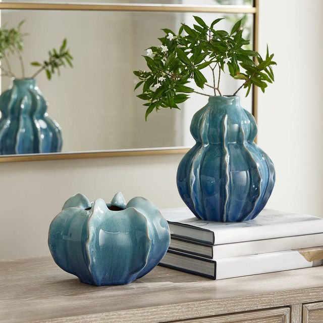 Uttermost® Stratum 2-Piece Ocean Wave Blue/Green Indoor-Outdoor Vase Set-1