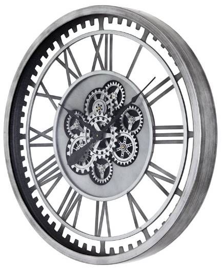 YHD Silver Framed 32" Round Gear Clock-2