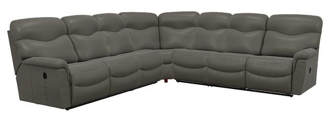 La-Z-Boy® James 5-Piece Charcoal Leather Manual Reclining Sectional-0