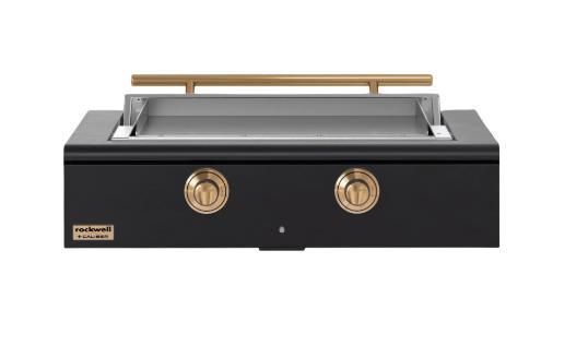 Caliber™ Rockwell Social 42" Matte Black Built-In Natural Gas Outdoor Griddle with Gold Hardware-0