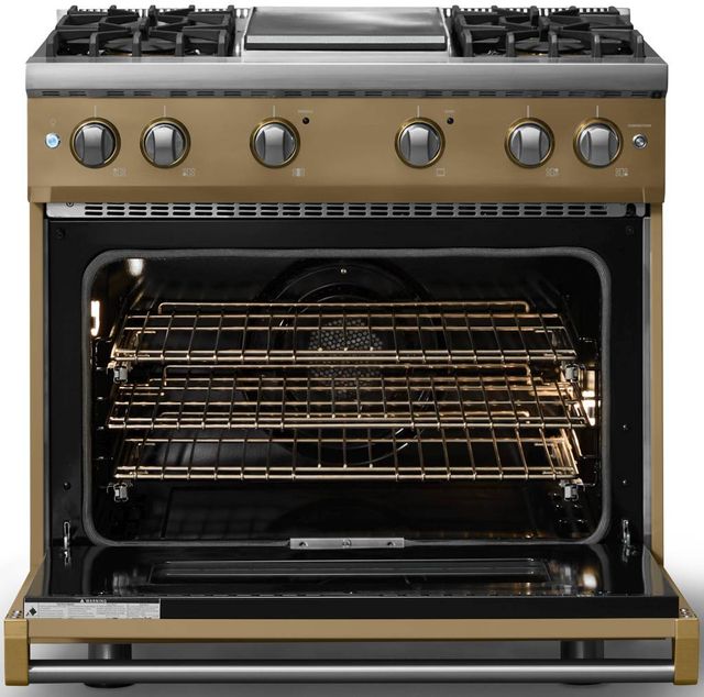 Viking® 5 Series 36" Golden Hour Pro Style Gas (NG) Range with Brushed Brass Trim-1