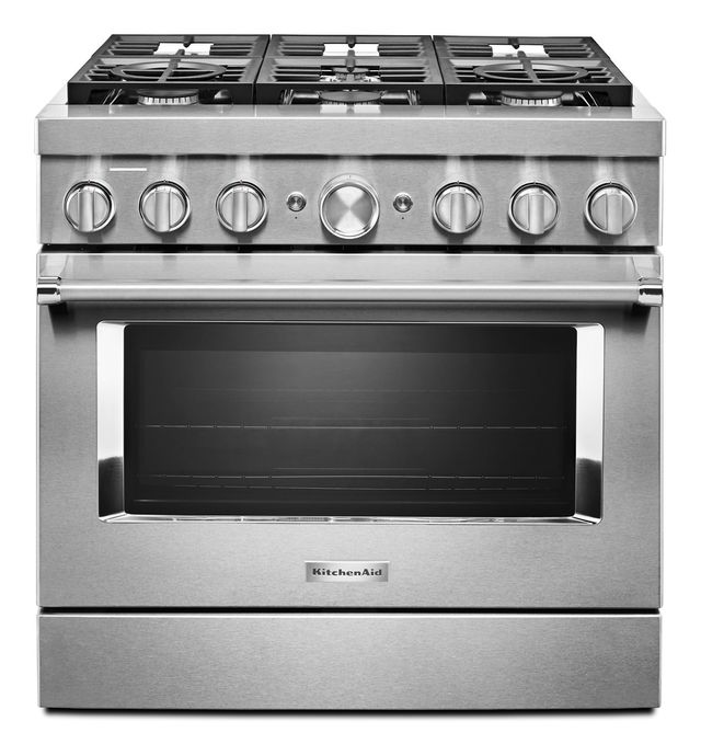 KitchenAid® 36" Stainless Steel Commercial Style Pro Style Dual Fuel Range