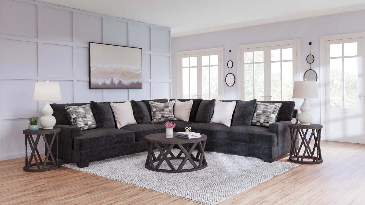 Signature Design by Ashley Rawcliffe Charcoal 3 Piece Sectional Pruitt s Fine Furniture Phoenix Prescott Valley AZ