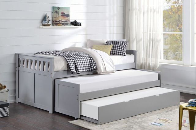 Homelegance® Orion Gray Twin over Twin Youth Bunk Bed with Twin Trundle-1