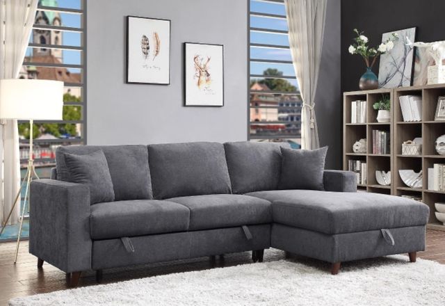 Mazin Furniture Jordan 2-Piece Dark Gray Right-Arm Facing Pullout Sleeper Sectional and Storage Chaise-3