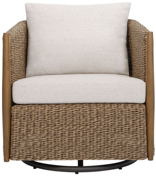 Uttermost® Cala Oat/Twisted Goden Flax Wicker Wood Outdoor Swivel Rocking Chair-2