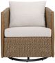 Uttermost® Cala Oat/Twisted Goden Flax Wicker Wood Outdoor Swivel Rocking Chair-2