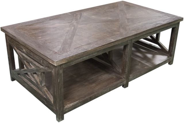 American Wholesale Furniture X Squared Barnwood Coffee Table-0